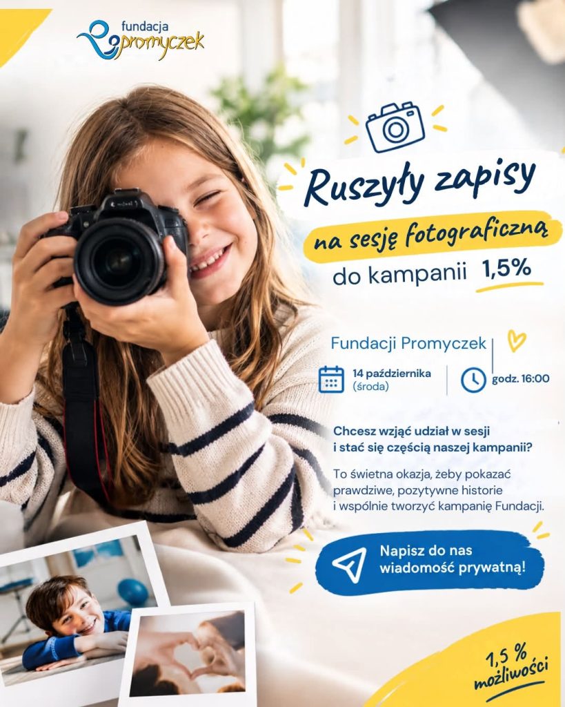 Sesja fotograficzna podopiecznych Fundacji Promyczek do kampanii 1,5% Możliwości